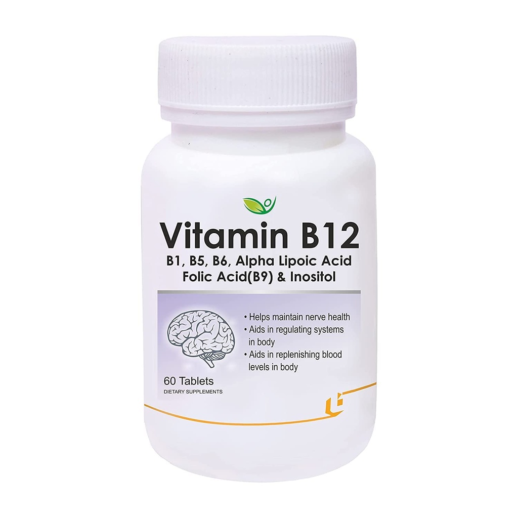 Verem Nutraceuticals Witamina B12 z B1, B5, B6, B9 (Kwas foliowy), Alpha Lipoic Acid ALA & Inositol Suplementy do 124; Zarządzanie energią 124; Przeciwutleniacz 124; 60 Tabletki