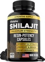Kapsułki Resin- Potency Shilajit (50% kwasu Fulvic) - 500 mg Max Potency Extract - Organic Shilajit - Made in USA - 85 + Ślad minerałów - miesięczne dostawy - 60 Hrabia