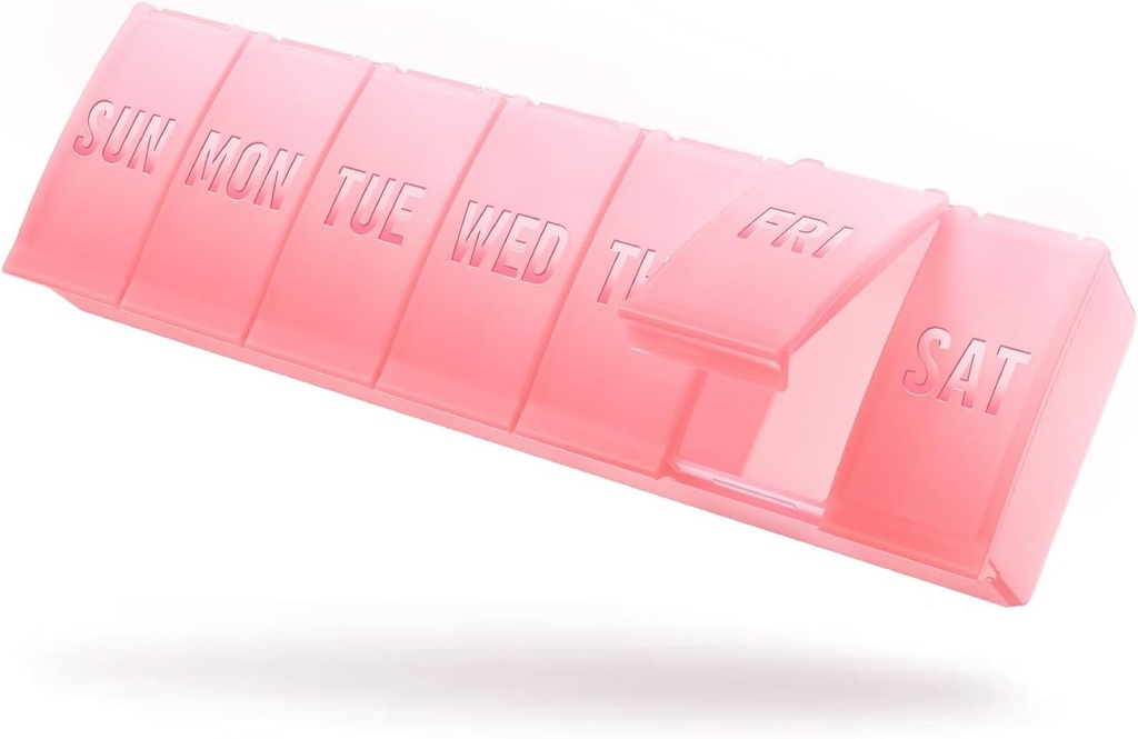 Barhon Big Weekly Pill Organizator, Big Vitamina Organizer Case na 7 dni, Travel Medicine Pill Box do przechowywania różnych suplementów i oleju rybnego, Sakura różowy
