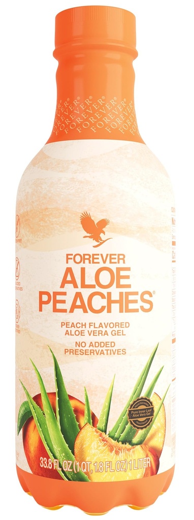Forever Living - Aloe Peaches, Pure Aloe z prawdziwym aromatem brzoskwini, Wspiera trawienie i system immunologiczny, Wegan i gluten- Free, 33,8 fl oz, 1 opakowanie