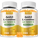 2 Pack Acetyl L- Carnitine Supplement, Natural Nutrition Supplement for Boost Energy, Immunitet, Wegan, Flavor pomarańczowy, 120 Count