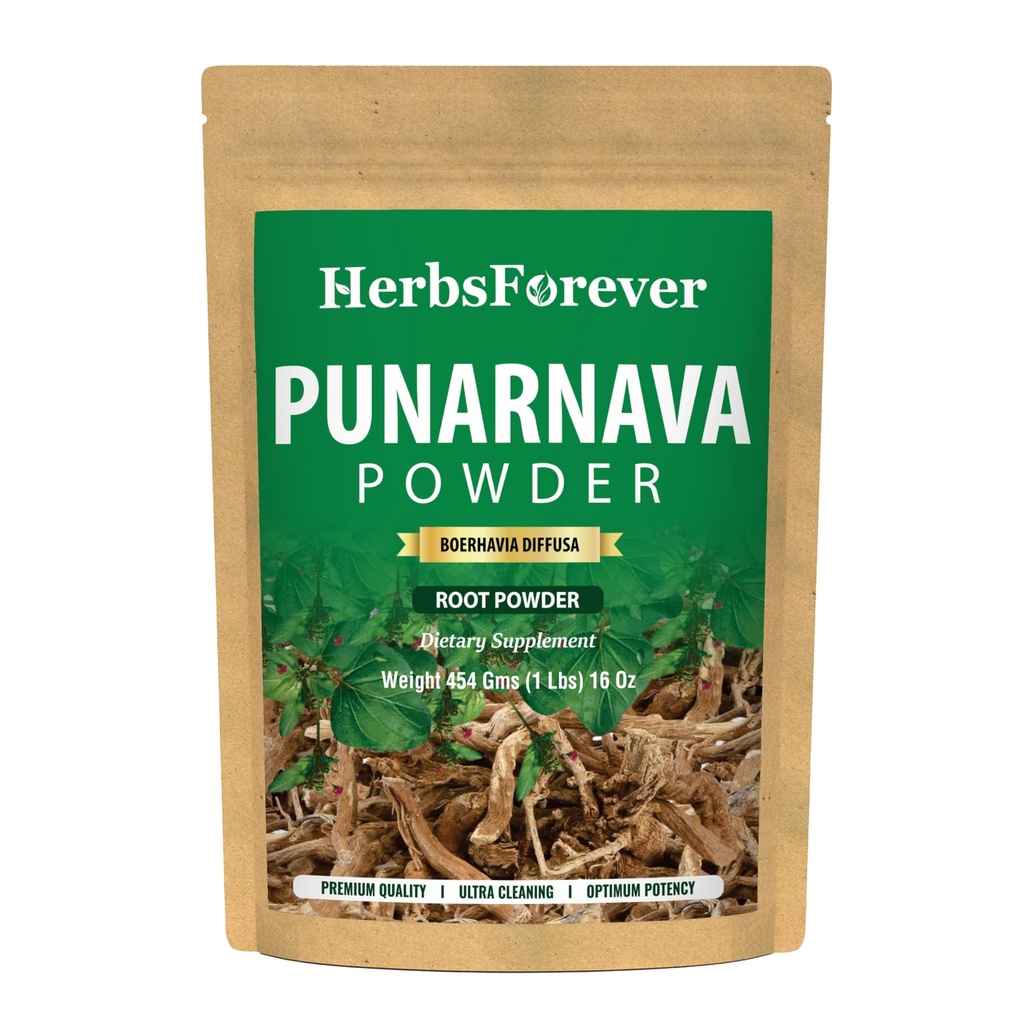 HerbsForever Ponarnava Proszek Building 124; Boerhaavia Diffusa Building 124; Ayurvedic Herbal Supplement Building 124; Wspiera ogólne Wellness Building 124; Non-GMO, Vegan Building 124; 454 GMS