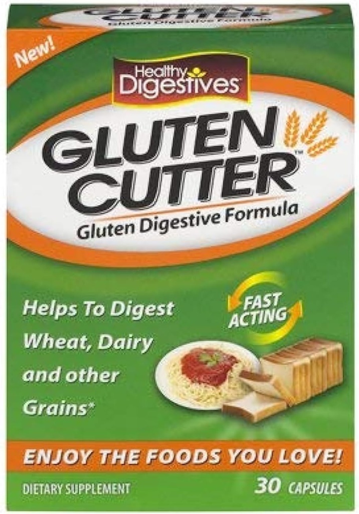 Zdrowe pokarmy Gluten Cutter Enzym Formuła - Pomaga poprawić swoje ciała Gluten trawienie i pomoc w łamaniu pszenicy w dół, mleczne i inne ziarna - 30 Służenia, Kapsułki (Pack of 3) KC # CIE