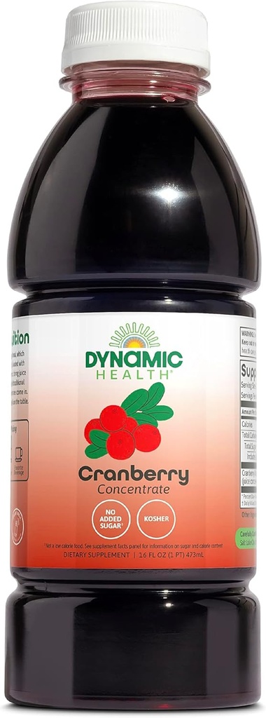 Dynamiczne zdrowie Czysta żurawina Niesłodzony 100% Sok Koncentrat, Naturalny suplement przeciwutleniacz, Brak dodatków, Nie dodano cukru, Brak środków konserwujących, 16 Słupki, 16oz