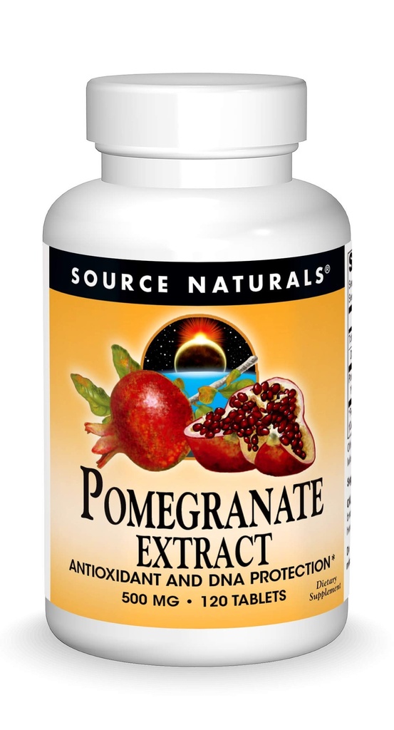Źródło Naturals Pomegranate Extract 500mg Complete Whole Fruit Ellagic Acid Antioksydant & Added Fiber - 120 Tablets