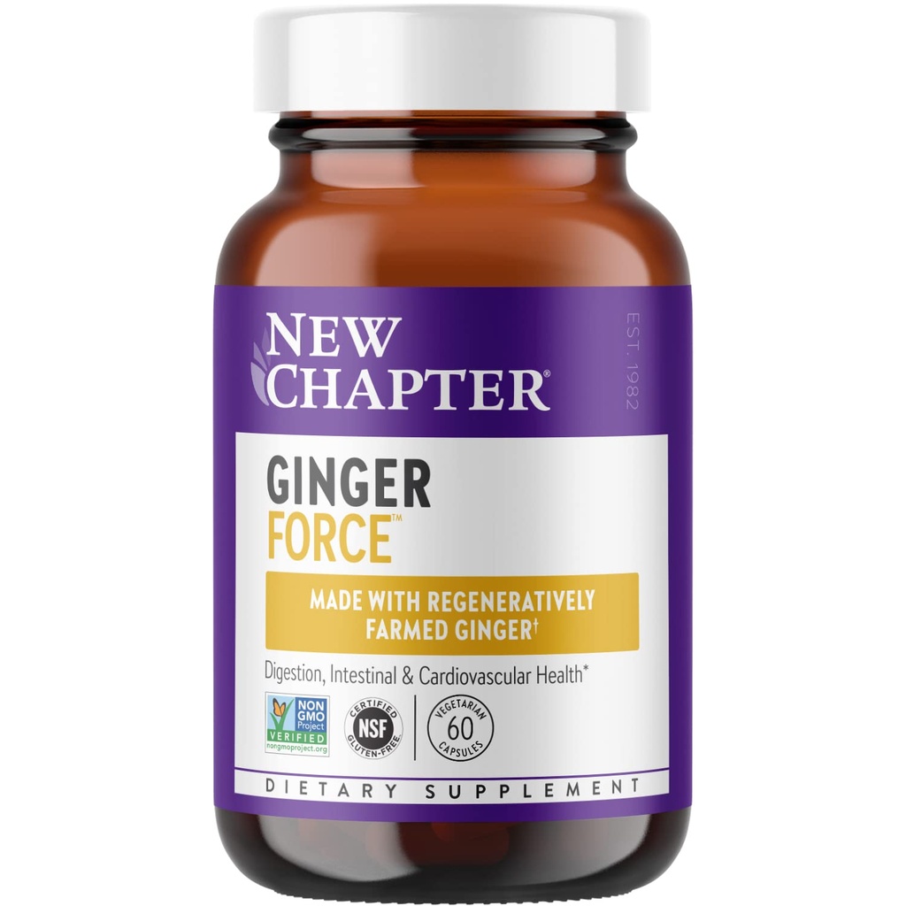Nowy rozdział Ginger Supplement Force z Supercritical Organic + Non-GMO Składniki Kapsułki wegetariańskie, 60 Hrabia