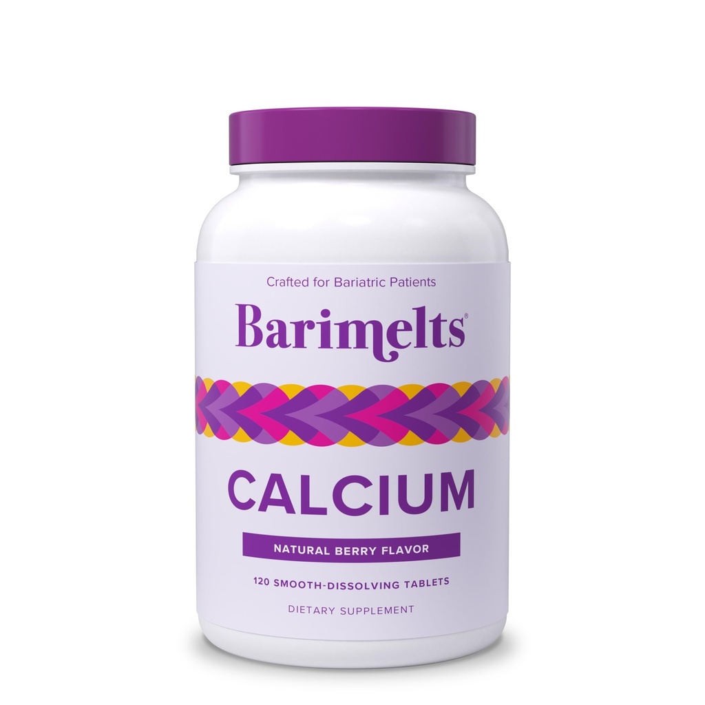 Barimelts Wapnia Citrate z witaminą D3 & Magnez, 120 Rozpuszczanie tabletek (1- Miesiące dostaw), Bariatryczne suplementy wapnia dla kobiet, Natural Berry Flavor