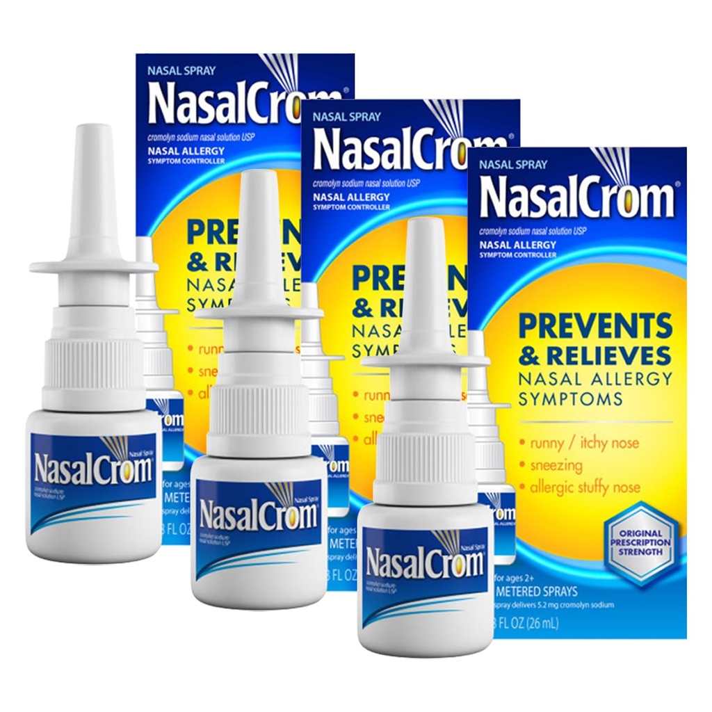 NasalCrom Nasal Spray Alergia Kontroler objawowy 124; 200 Rozpylacze 124; .88 FL OZ (3 opakowania)
