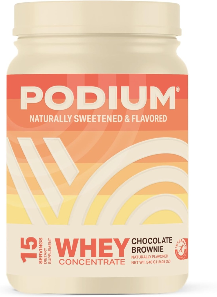 Podium Nutrition Serwatka Białko proszku, Czekoladowe Brownie, 22g Białko na Podawanie z Enzymów Digestive, Izolat i Koncentrat białka serwatki, Gluten Free, Niskie węglowodany, Niski cukier i Soy Free, 15 Sługi