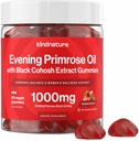 kindernature Wieczorne Gummeje olejne dla kobiet - 1000mg z Black Cohosh Extract - Hormonal Balance, PMS & Menopauza Wsparcie - Wegan, Sugarfree, Non-GMO