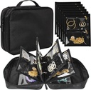 Travel Biwelry Organizator Case, Biżuteria Torby Biżuteria Składowanie Biżuteria Biżuteria Binder z Clear Zipper Velvet Pouch dla podróży, Kolczyki, Pierścienie, Naszyjnik, Bransoletka