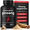 NutraChamps Koreański czerwony Panax Ginseng Kapsułki 124; Dodatkowa siła Ginsenozydy dla energii, Focus, Performance, Witalność i Wsparcie immunologiczne 124; Koreański Ginseng Root Extract (120, Czerwony)