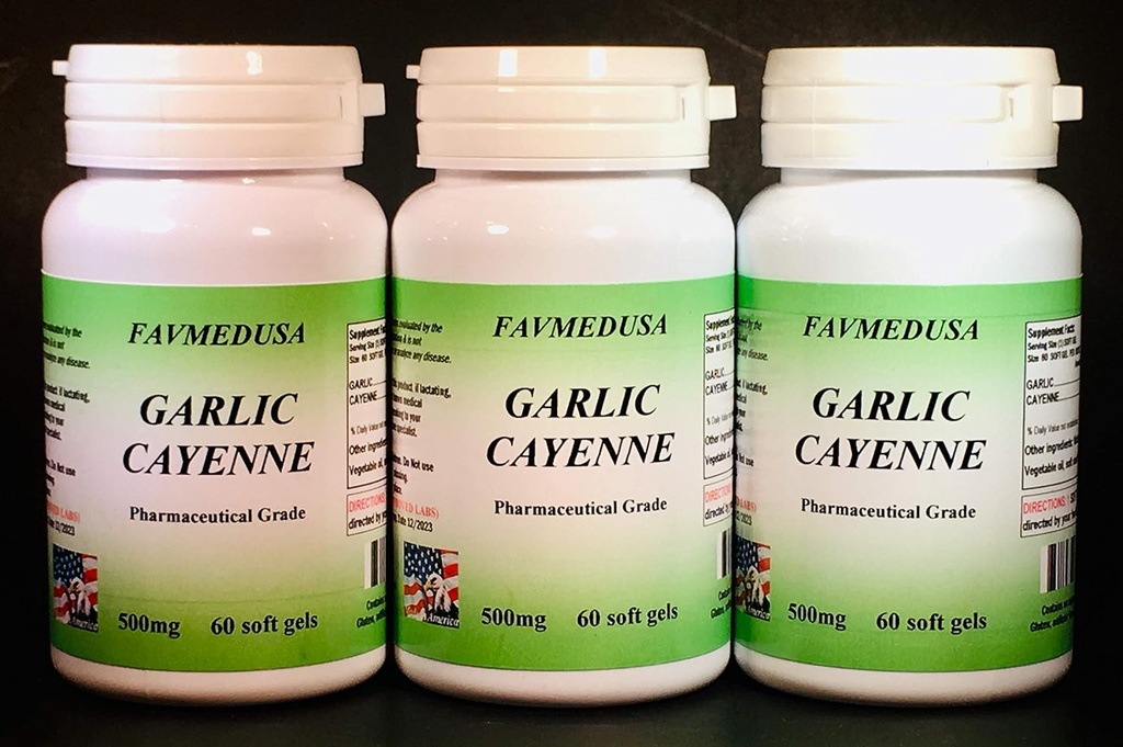Czosnek Cayenne, Made in USA - 180 (3x60) softgels