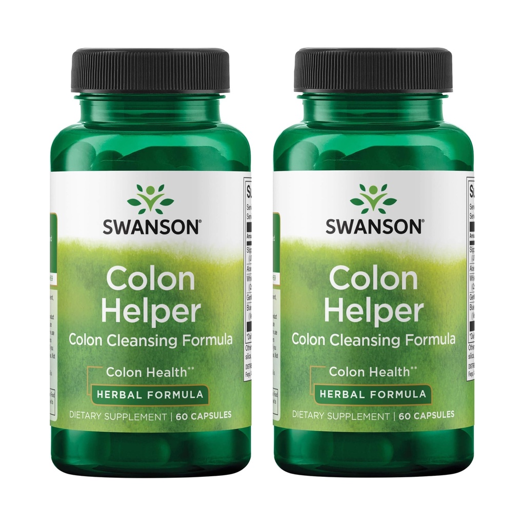 Swanson Colon Helper - Promotes Digestive Health Using Vervain, Goldenseal Root, Slippery Elm Bark & More - Herbal Supplement Assiding Healthy Eliminations - (60 kapsułek) (2 opakowania)