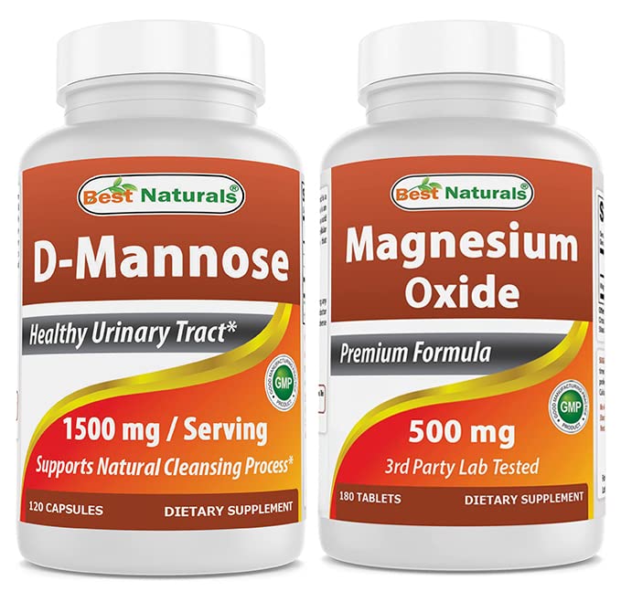 Najlepsze naturalne D- Mannose 1500 mg & tlenek magnezu 500 mg