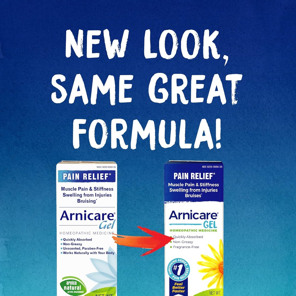 Boiron Arnicare żel do łagodzenia bólu stawów, bólu mięśni, bolesności mięśni i opuchlizny z siniaków lub urazów - non-Greasy i Fragrance- free - 2.6 oz (opakowanie po 2)