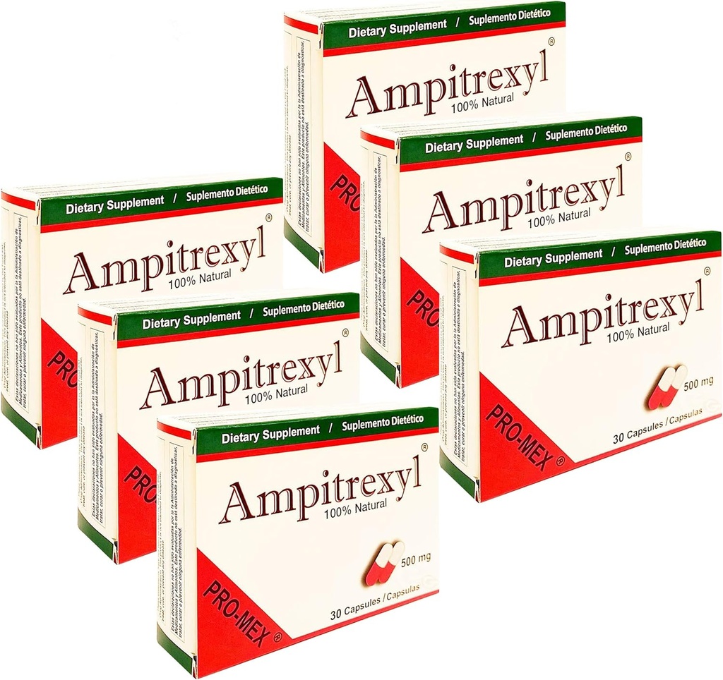500 mg x 6 opakowań - Herbal Immune Supplement Supplement Promex Ampitrexyl; 30 Kapsułek Każdy (180 Kapsułek Razem)