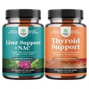 Paleta wsparcia dla wątroby NAC Suplement z ekstraktu Thistle mleka, N Acetyl Cysteina i Karczoch, i Herbal Thyroid Support Complex - Pothent Kelp Jod dla równowagi hormonalnej - Mood & Energy