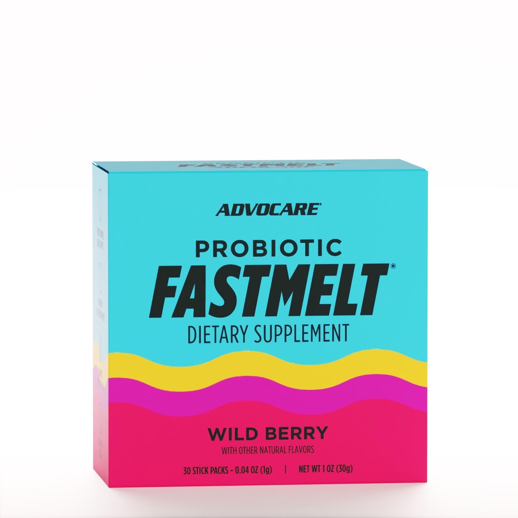 AdvoCare Probiotic Fastmelt - Premium Dietetyczny Suplement do Gut, System immunologiczny i Heart Health Support * - Wild Berry, 30 Stick Packs