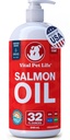 Olej łososiowy dla psów i kotów - Zdrowa skóra i płaszcz, Olej rybny, Omega 3 EPA DHA, Płynny suplement pokarmowy dla zwierząt domowych, Wszystkie naturalne, Wspiera Joint & Bone Health, Naturalna alergia i zapalenie obrony, 32 oz