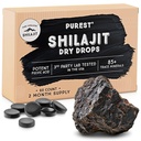 Pure Himalayan Shilajit Dry Drops, 100% Pure Natural Shilajit, Grade A, Max Pottency 85 + Clean Trace Minerals & Fulvic Acid for Energy, Metabolizm i suplement immunologiczny dla mężczyzn i kobiet (60 tab)