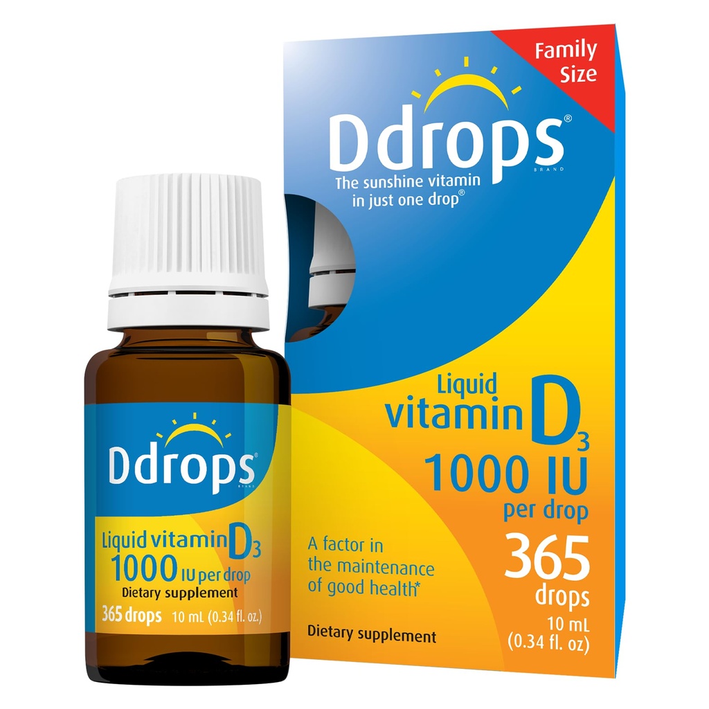 Drops Dorośli 1000IU 365 Krople - Płynny suplement witaminy D3, Wsparcie silne kości i układu immunologicznego