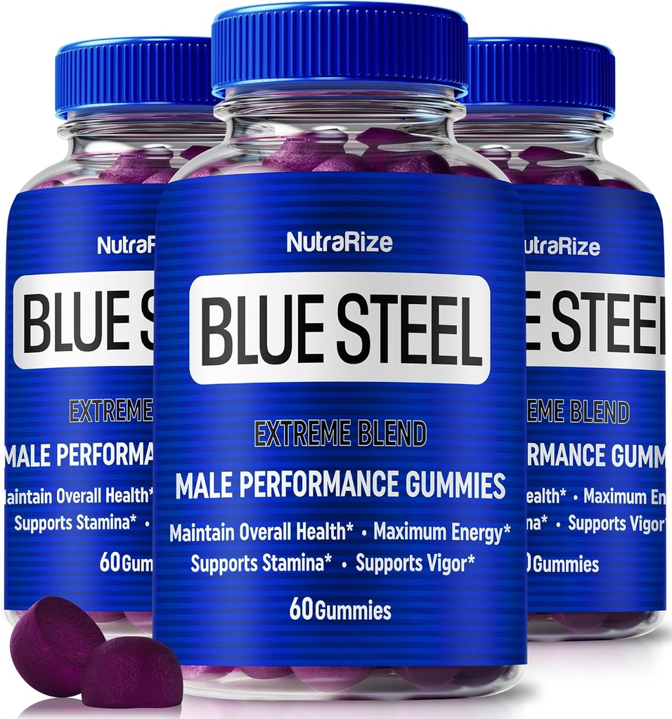 (3 Pack) Blue Steel Gummies for Men, Daily Nutrition to Boost Confidence and Total Health, All Natural Supplement to Support Peak Performance, Official Mężczyzna Gummy, BlueSteel Recenzje (180 Gummies)