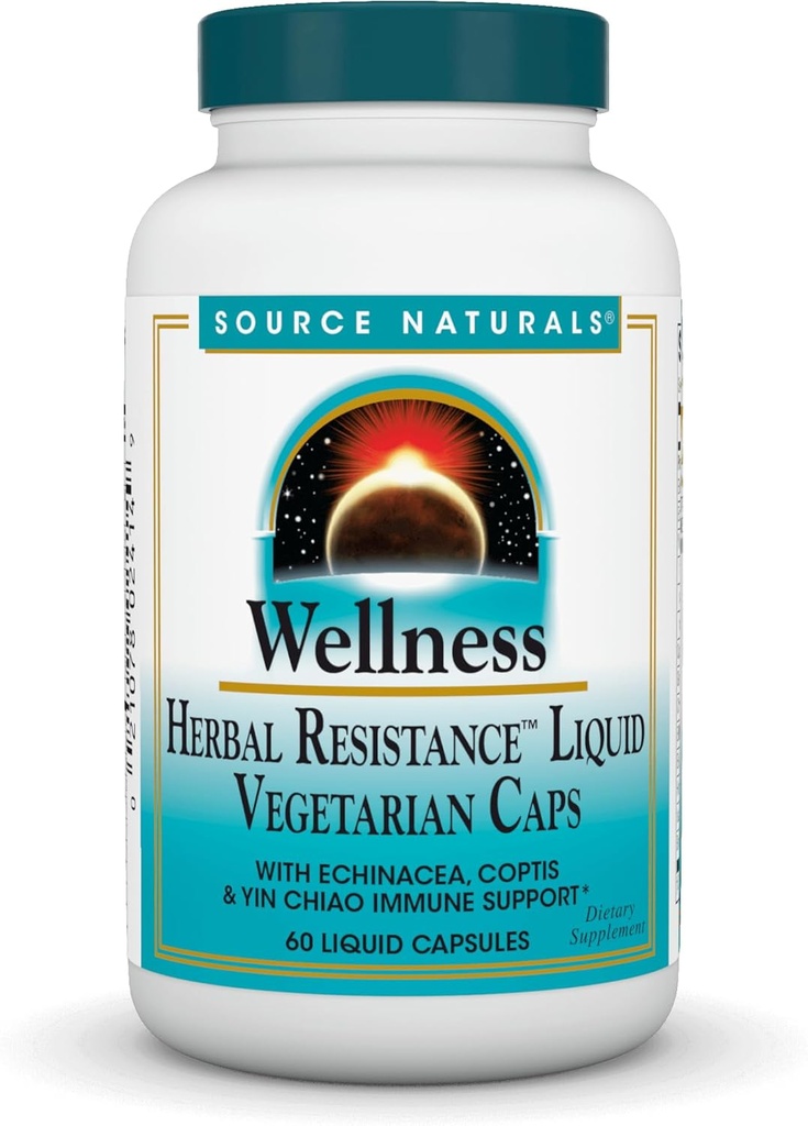 Źródło Naturals Wellness Herbal Resistance, Echinacea, Coptis & Yin Chiao Immune Support * - 60 kapsułki