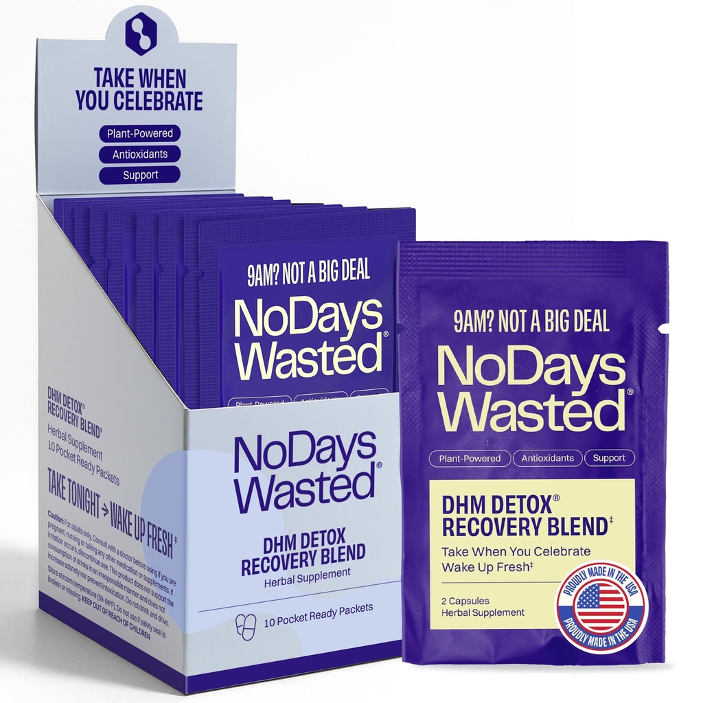 DHM Detox® - No Days Wasted® - New Look - Dihydromyricetin Supplement, Milk Thistle, Prickly Pear, B Vitamins, Hydration Electrolytes Blend-Take During Evening for Better Next Day and Recovery