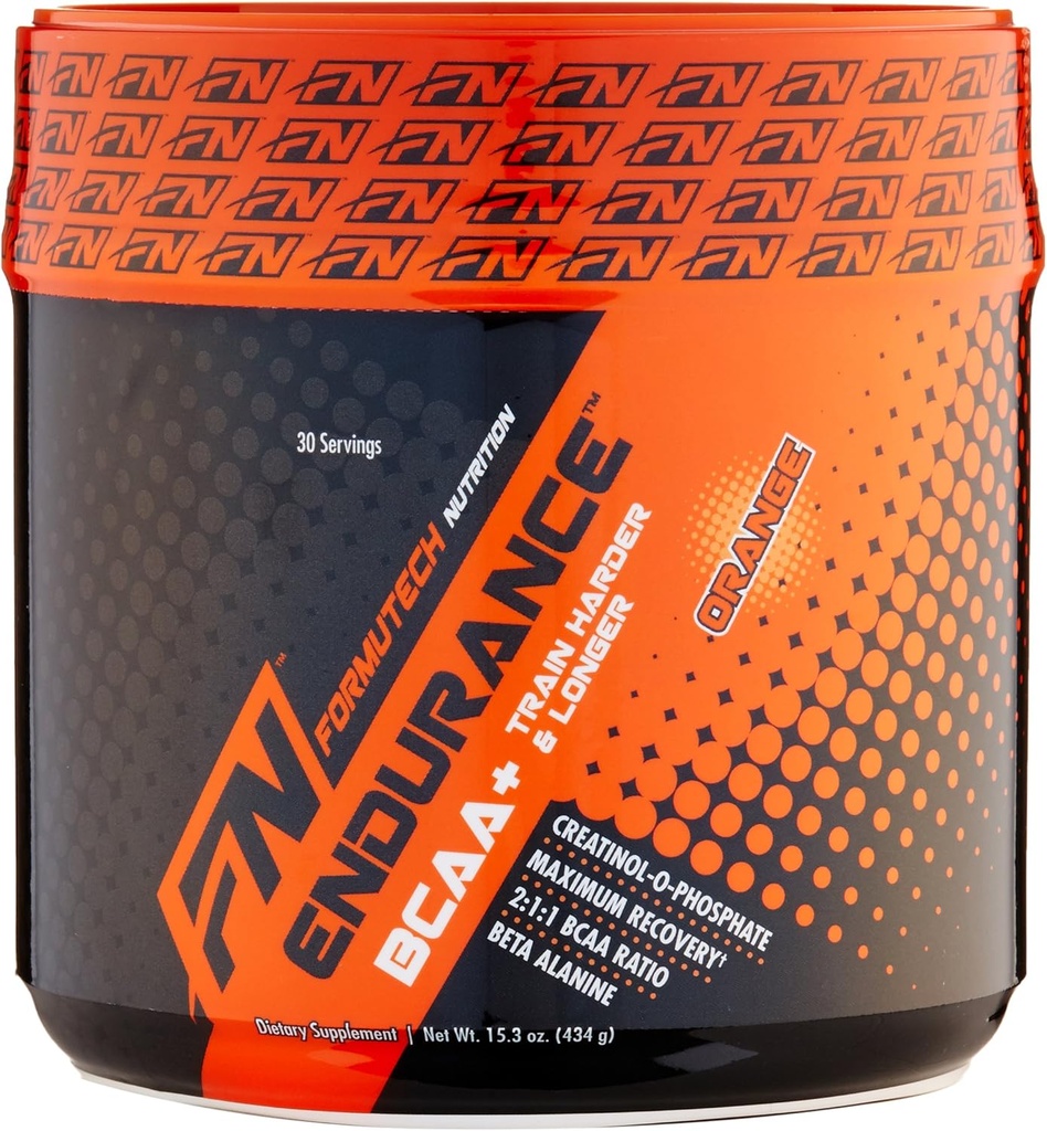 Endurance BCAA Plus, Zaprojektowany do treningu ciężej i dłużej z Beta Alanine, Orange, 434 Gram