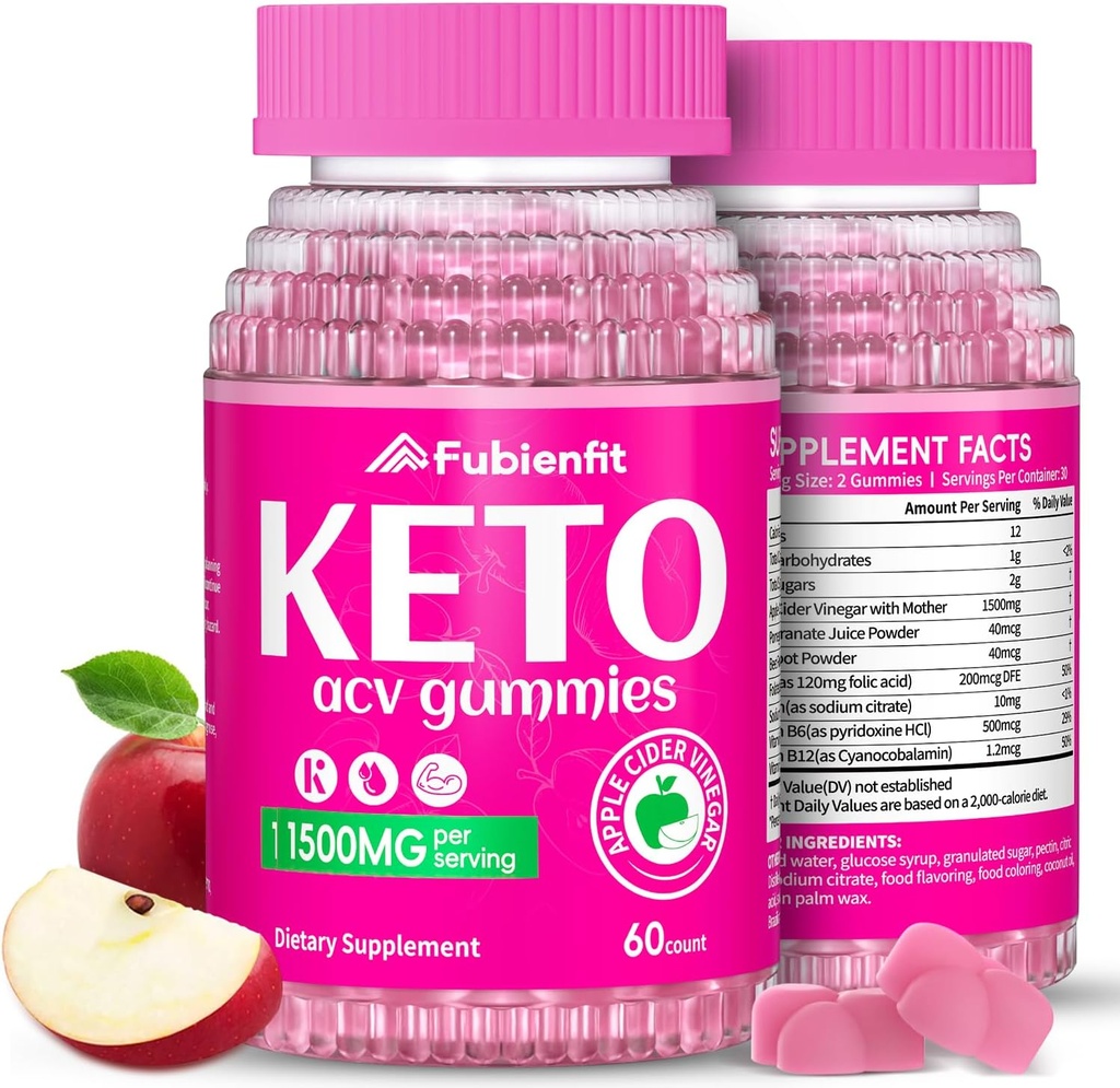(2 pack) Keto ACV Gummies Advanced Formula 1500MG Keto Gummies Jabłko Cydr Ocet skomponowany z Granatem Sok buraczany proszek B12 Vegan Non GMO 120 Gummys