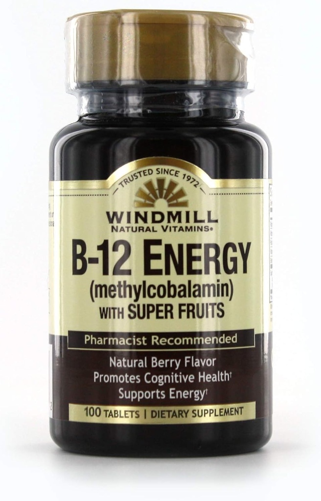 Wiatrak Witamina B- 12 Energia z Super Fruits Tablets 100 Ea
