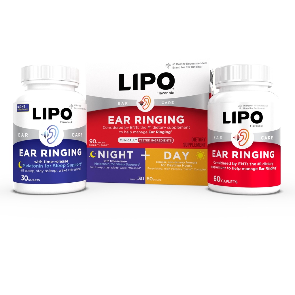 Lipo Flavonoid Day & Night Combo Kit, szum w uszach dzwoniących, Lipo Flavonoid Plus & Lipo Flavonoid Night z Melatonin & Witamina C, 90 Kaplety
