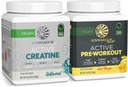 Aktywny Mieszanka Hydration & Kreatyna Monohydrat w proszku Zestaw 124; Paleta i zapisać 124; Non- GMO Soy Dairy Filler & Gluten Free (60 Servings Unflavored Creaine, 30 Servings Yuzu Mango Pre Workout)