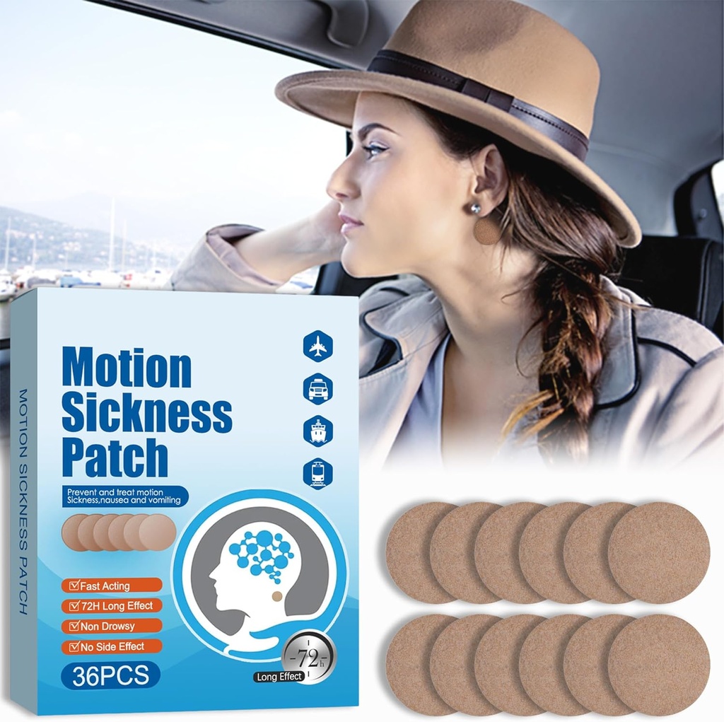 Motion Choroby Łaty - Zawroty głowy Zawroty głowy Zawroty głowy & Nudności Relief - Motion Choroby Łaty dla Cruise Car i Boat Rides i Wycieczki samolotem, Za Ear Patches Choroby ruchowe dla dorosłych i dzieci, 36 Hrabia