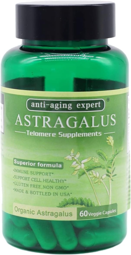 Astragalus Root Organic Extract 650mg, Schisandra Berries, Ligustrum Berry, 80% American Ginseng, Immune System Przeciwutleniacze Supports, Zdrowe Starzenie, Made in USA