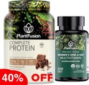 Białko PlantFusion w proszku & Organic Women 's Multivitamin Bundle - 21g Białko oparte na plancie z BCAA, Czyste składniki, & Pyszne Flavor Plus 19 Witaminy zasadnicze dla energii, Immunitet i Heart Hea