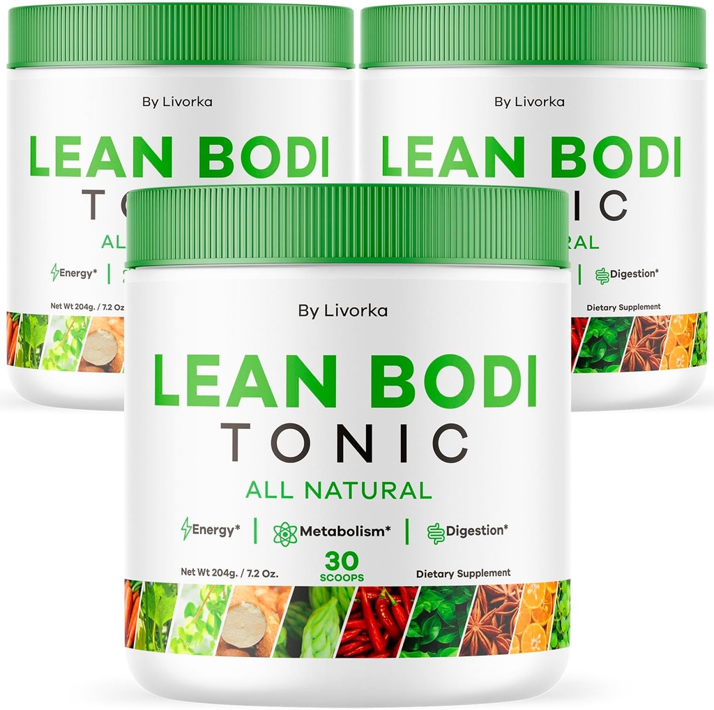 LIVORKA Lean Bodi Tonic, Wszystkie naturalne Advanced Formula Powder - 90 Sługi (3 Miesiąc dostaw) - Opakowanie 3