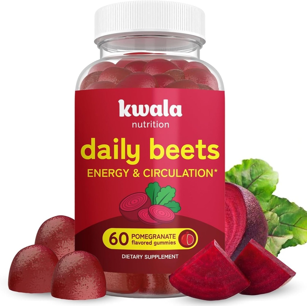 Gumie buraczane dla energii, tlenek azotu i zdrowie serca 124; Super Nitric Supplement Tlenków z ekstraktem z nasion winorośli 124; Pomegranat Flavor 124; Wegan, Non-GMO 124; 60 żucia buraczane, Chewables