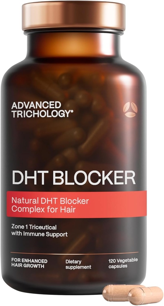 Zaawansowana blokada Trichology DHT - Suplement do wzrostu włosów dla genetycznych cieni dla mężczyzn i kobiet 124; Zatwierdzony * przez American Hair Loss Association - 120 Count (Pack of 1)