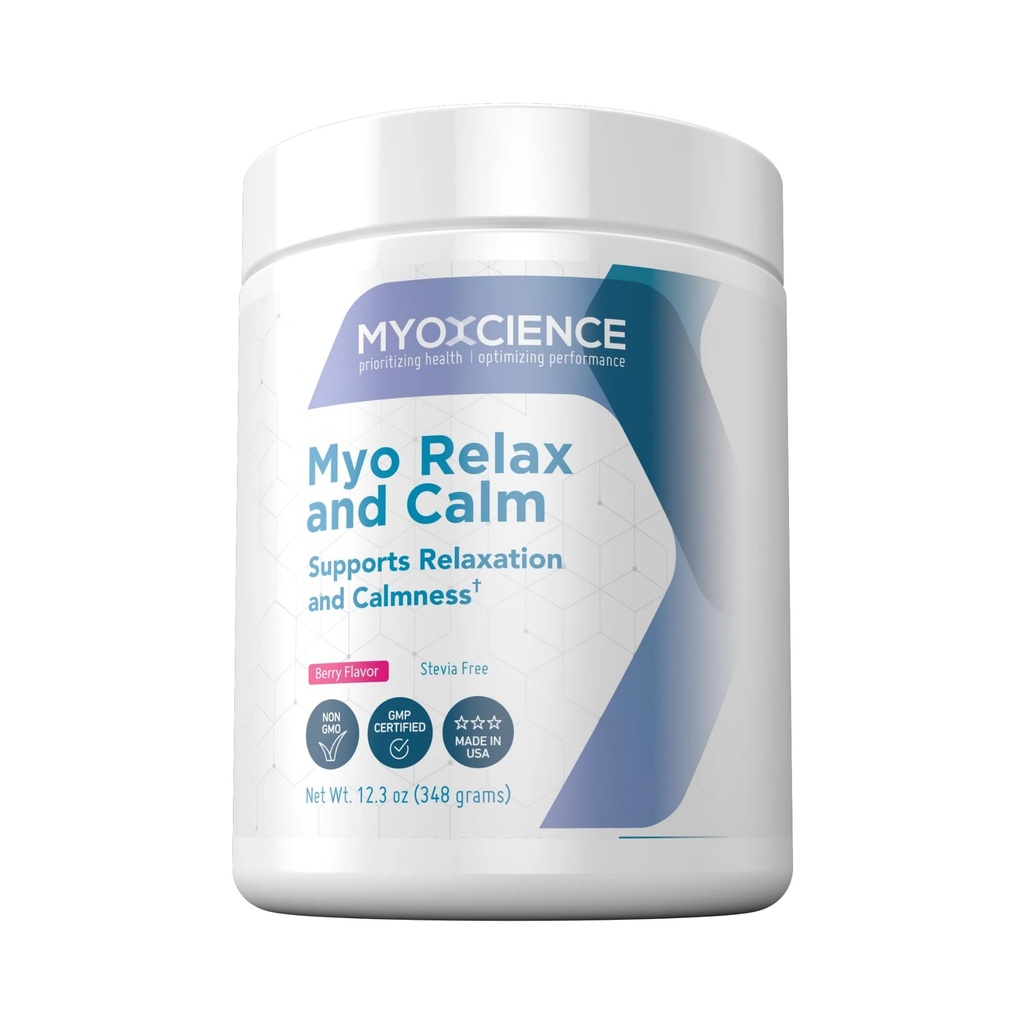 MyoXCIENCE Myo Relax & Calm Adresat 124; Myo- Inozytol, L- Theanina, Tauryna, Magnez i GABA Adresat 124; Wspomaga sen, Neuroprzekaźnik i wsparcie hormonalne (Berry Flavor) (60 Służenia)