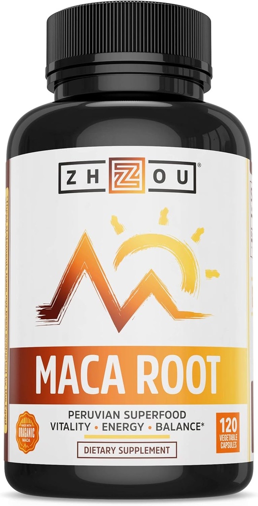 Zhou Maca Korzeń 124; Suplement Wellness dla mężczyzn i kobiet 124; Wzmacnia energię 124; 60 Sługi, 120 Hrabia