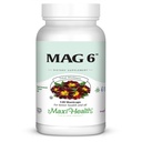 Maxi Health MAG 6 - Magnez (w postaci tlenku, glicynianu) z witaminą B6 - Migrena, skurcze mięśni, Wspomaganie Kamienia Nerki - Suplement magnezu dla Kobiet i Mężczyzn - 120 Kapsułek - Kosher