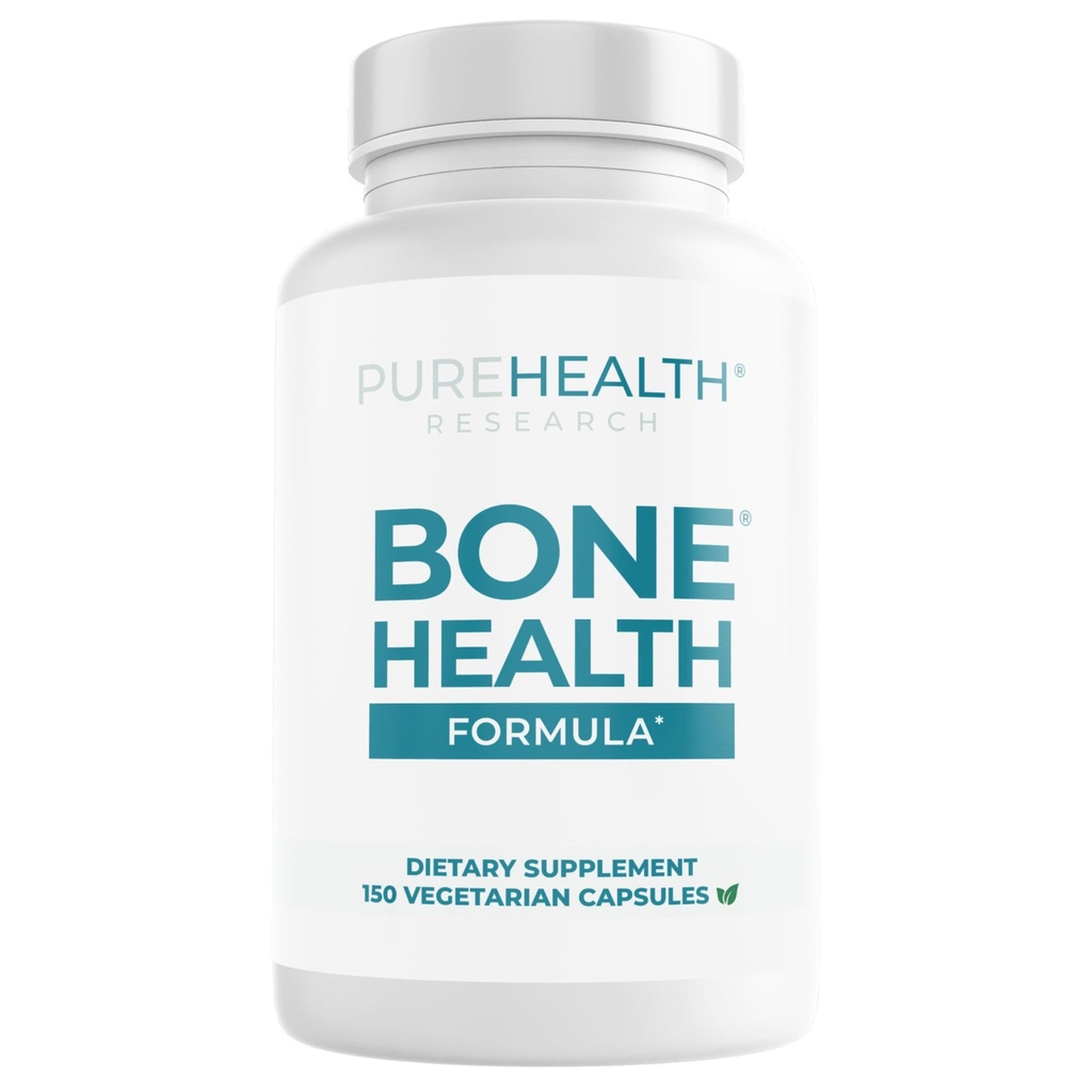 PUREHEALTH Bone Health Formuła Wapnia i suplement magnezu - z żelaza, Cynk, Miedź, Witamina D, C, K2 & More - Witaminy kości i łączników dla kobiet i mężczyzn, 150 Kapsułki