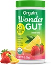 Orgain Organic Wonder Gut Fiber Supplement Powder, 5 w 1 Mieszanka z 1 Miliard Probiotyki, Zielone, Witamina C, Adaptogens for Gut Zdrowie i Wsparcie immunologiczne, Non-GMO, Lemoniada truskawkowa, 7.05 oz