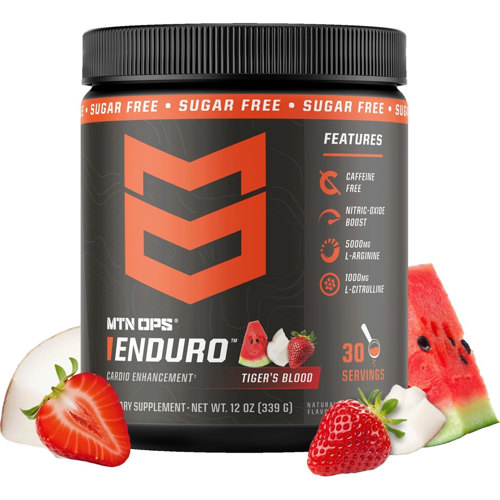 MTN OPS Enduro Nitric Supplement & Stim- Free Pre Workout - 30 Służenia - z Magnezu Citrate, Burak Root Powder, Niacynamid, L Arginina & L Cytrulina - Tygrys 's Blood Flavor