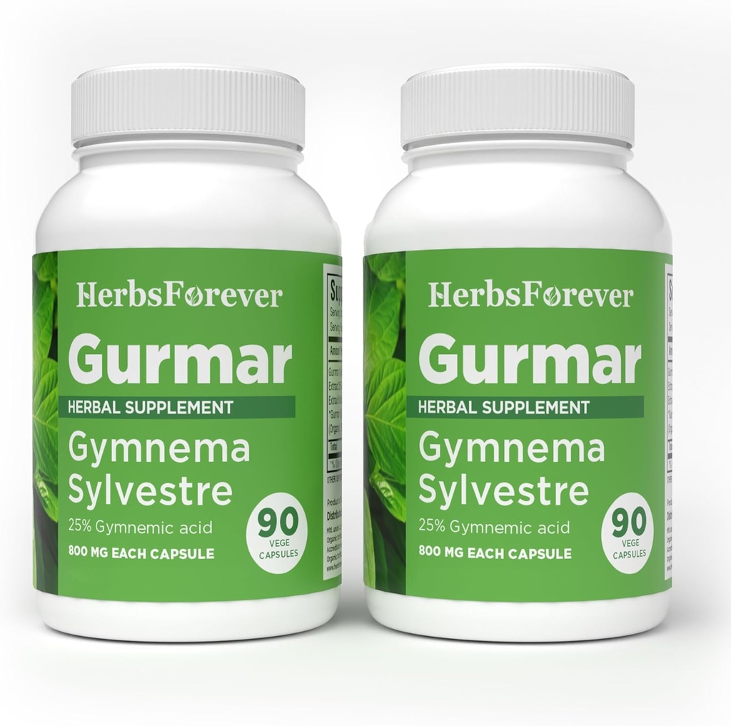 Herbsforever Gurmar Kapsułki - Gymnema Sylvestre - Suplement ziołowy - 90 Kapsułek (Opakowanie 2)