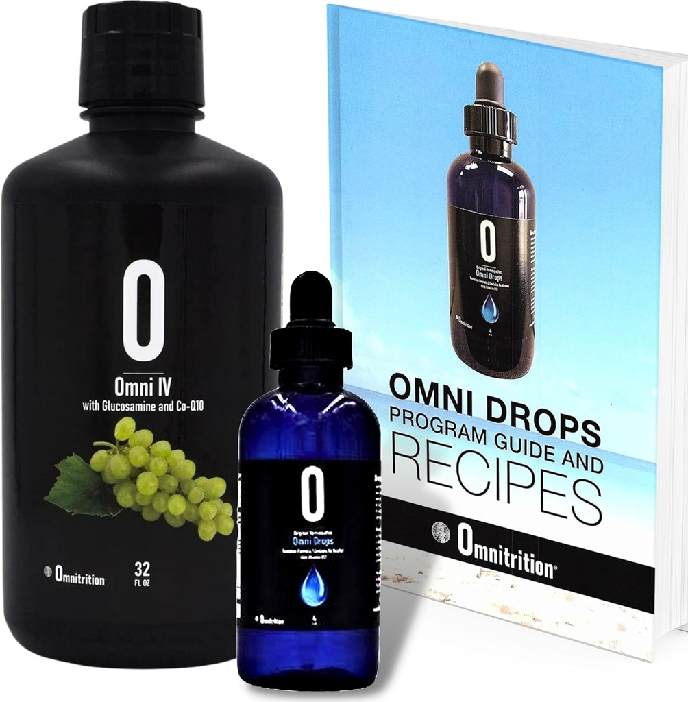 Omnitrition Omni Drop Bundle - zawiera dwa produkty: Omni Drops Diet Drops z witaminą B12- 4 oz z przewodnikiem po programie i Omni IV (Omni 4) Witaminy płynne i minerały z glukozaminą i Co- Q10
