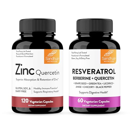 Sandhu 's Cynk Quercetin & Resveratrol kapsułki 124; Wsparcie immunologicznego zdrowia