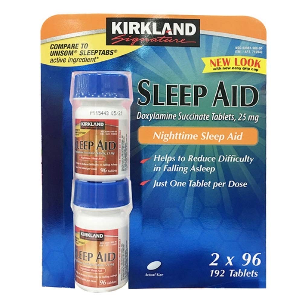 Kirkland Signature Sleep Aid Doksylamina Sukcynat 25 Mg, 2 opakowania (192 tabletek)